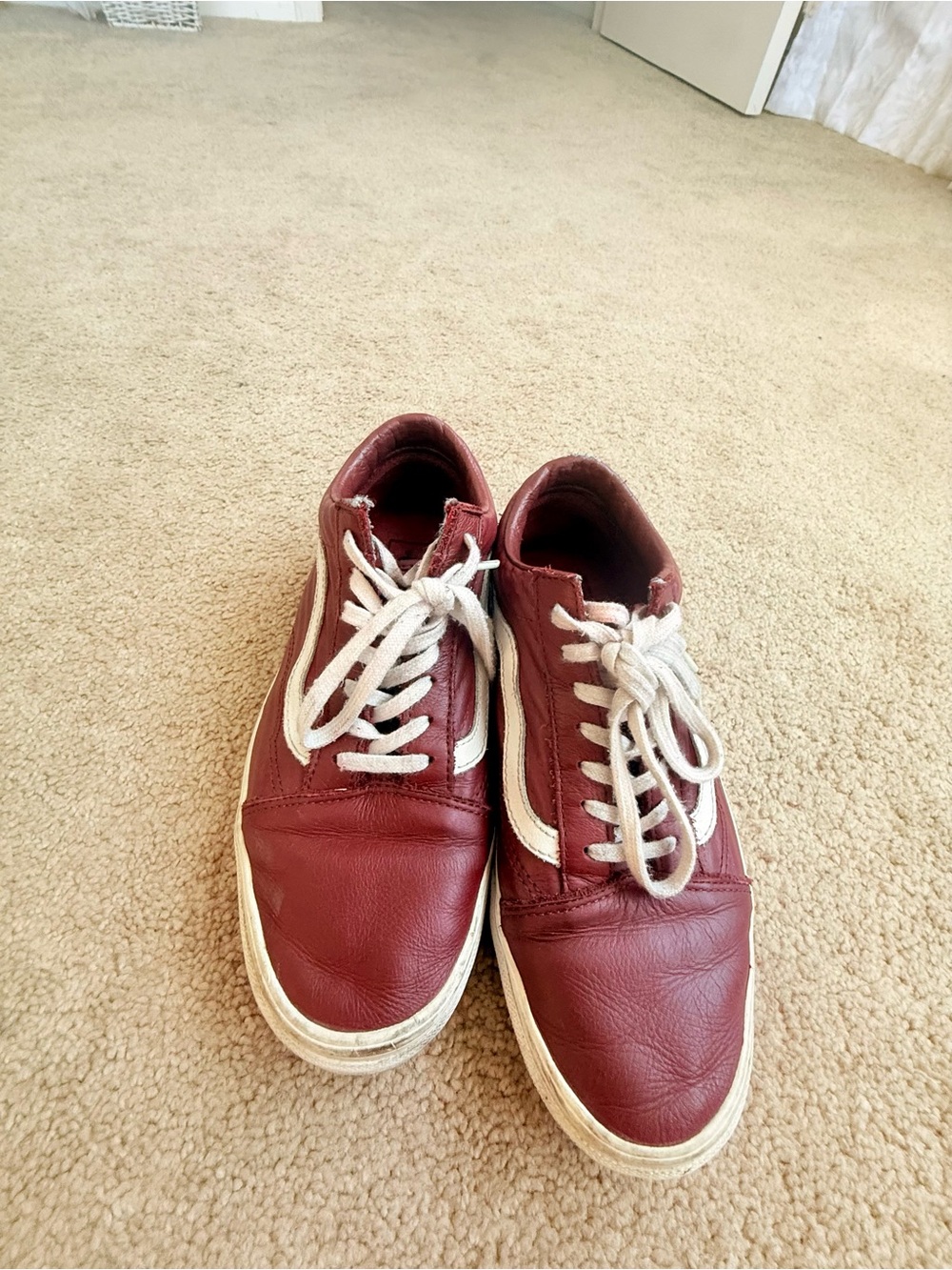 Vans Women's Burgundy Sneakers with White Accents
